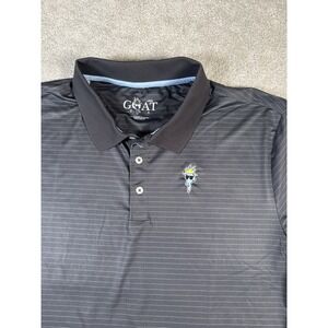 GOAT‎ USA Men's Large Grey Striped Golf Performance Polo Shirt Style